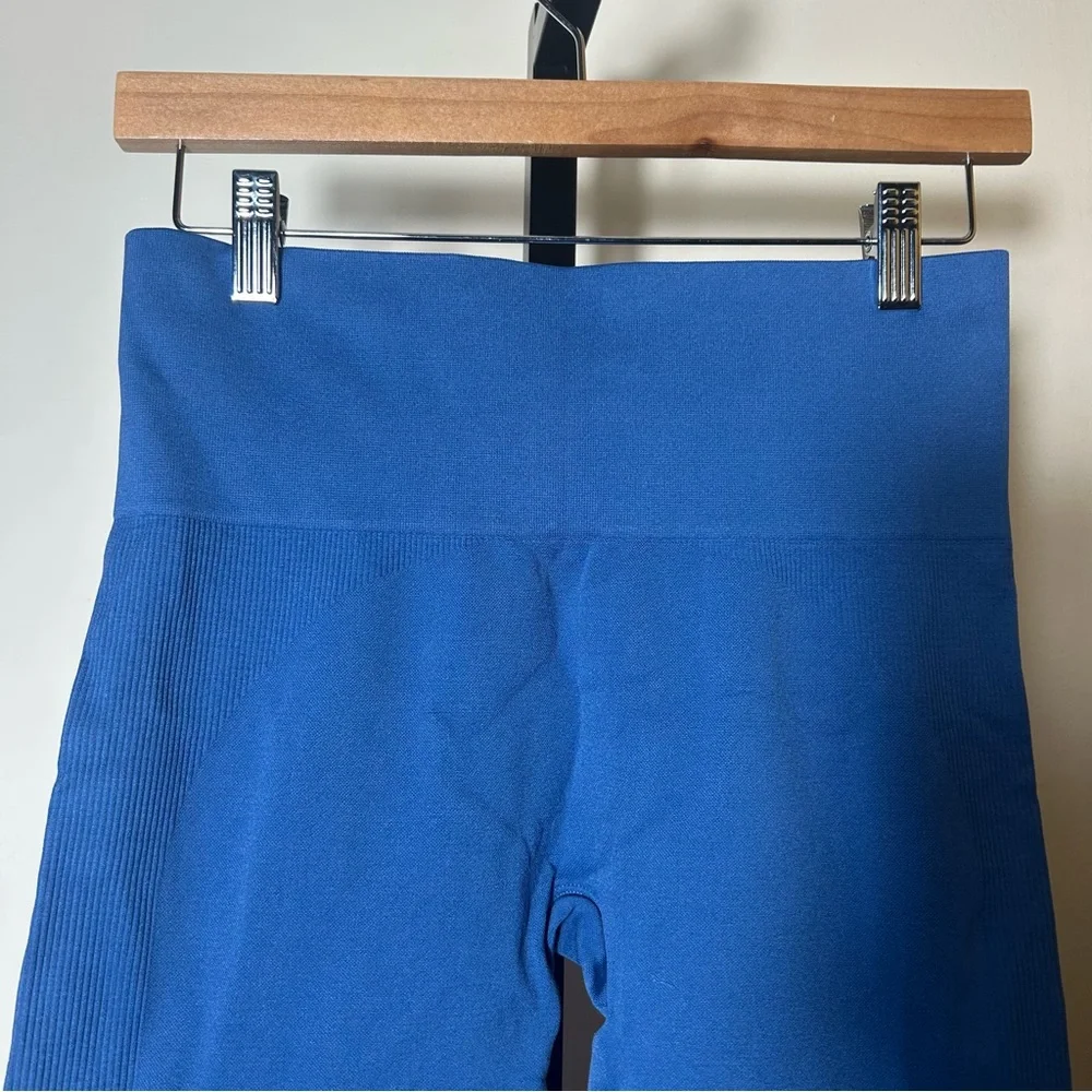 SET Active Sculptflex High Rise Seamless Leggings Crop Gym‎ Yoga Blue Size M